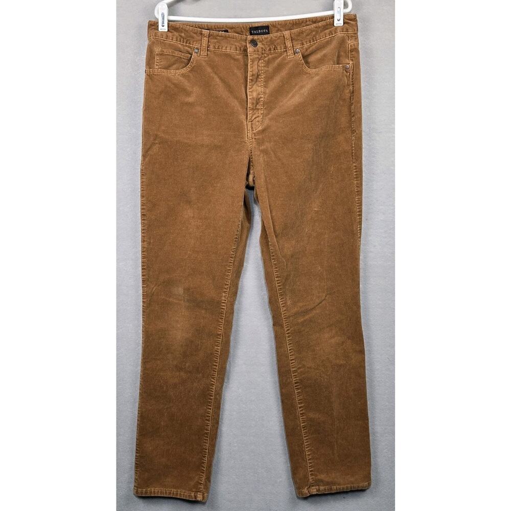 Talbots 12 Corduroy Straight Pant Leg Boho Cotton High-Rise Neutral Brown